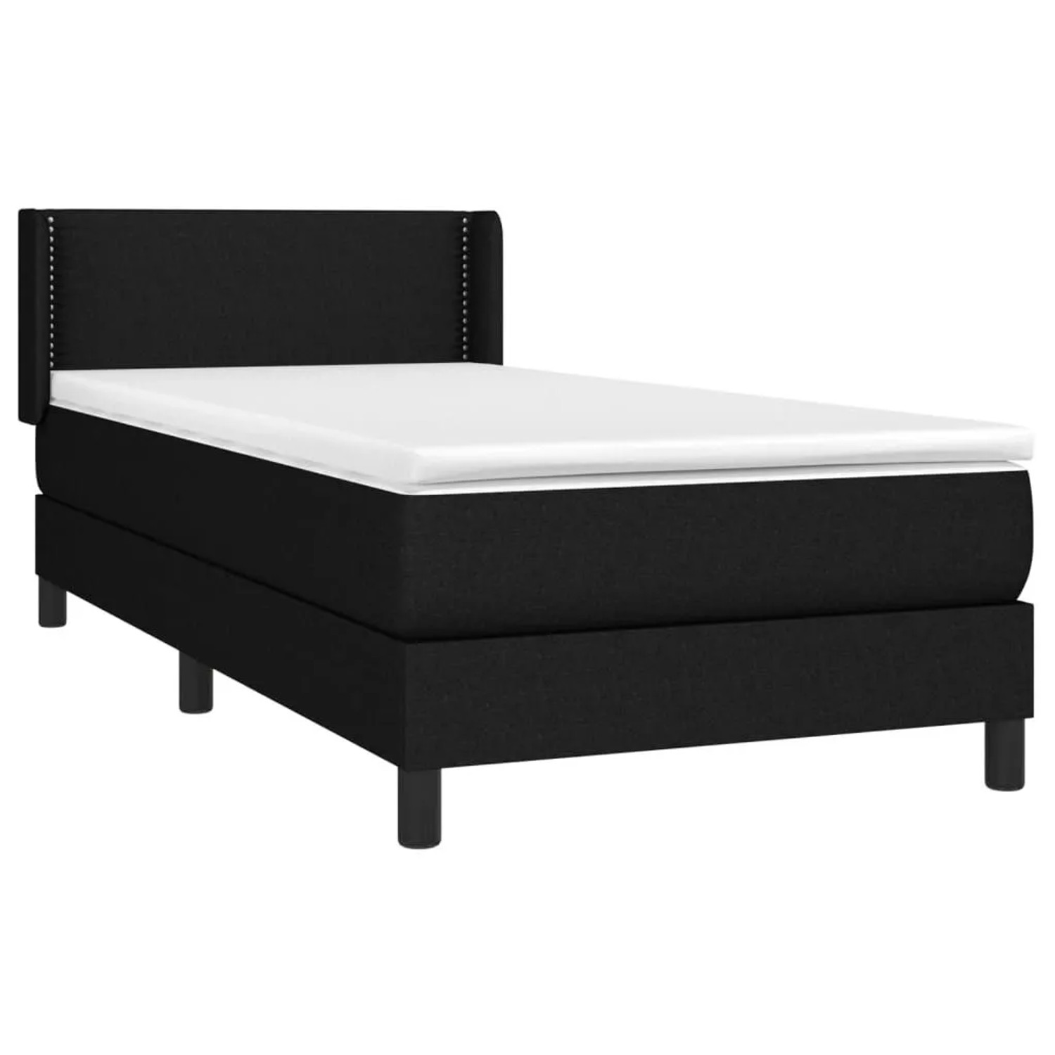 vidaXL Boxspringbett mit Matratze Schwarz 80x200 cm Stoff 3129587