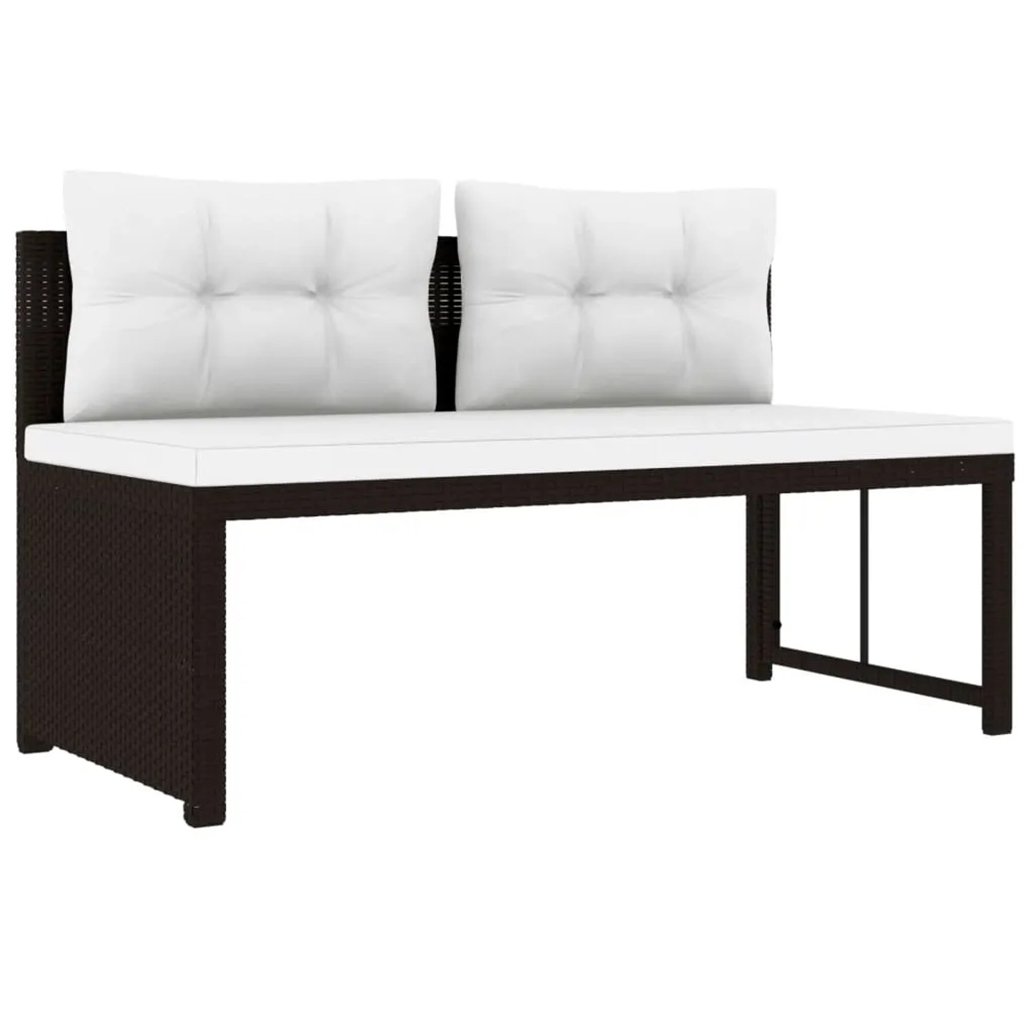 Braunes 2-Sitzer Gartenlounge Sofa aus Rattan mit weißen Polstern, Teil eines 4-tlg. Sets.