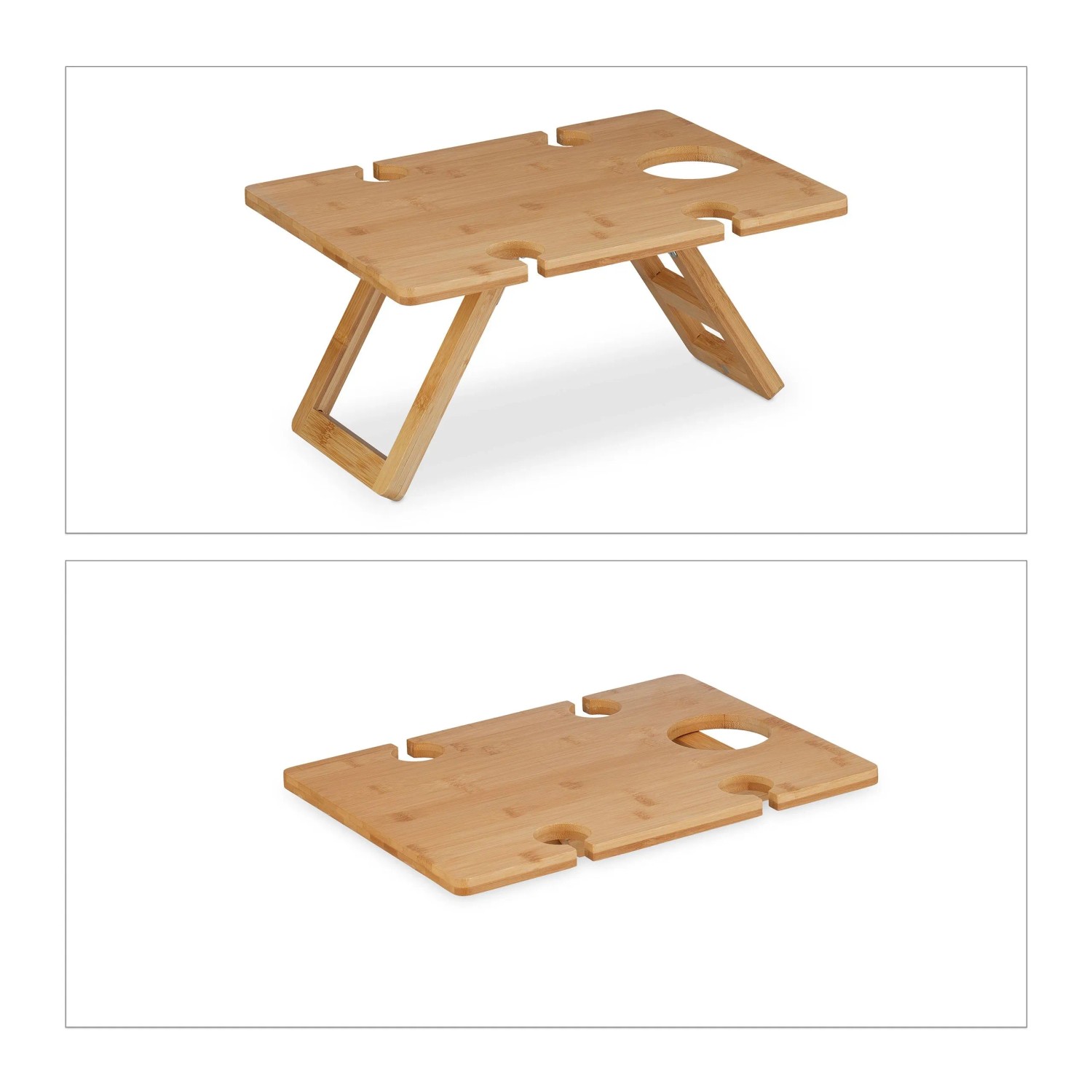 Relaxdays Weintisch Bambus Natur Zusammenklappbar 20 cm x 40 cm x 30 cm