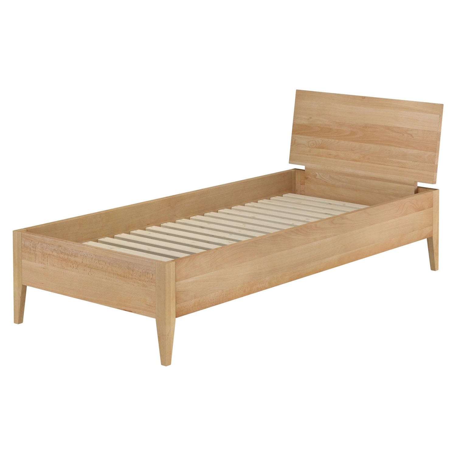 Erst-Holz Einzelbett Metallfrei 90 x 200 cm Massives Buchenholz Konische Füße Modell 94 Rollrost inkl.