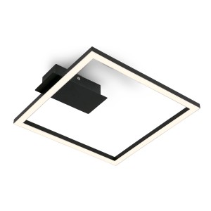 Moderne, schwarze LED-Deckenleuchte Nici von Brilo mit warmweißem Licht und eckigem Design.