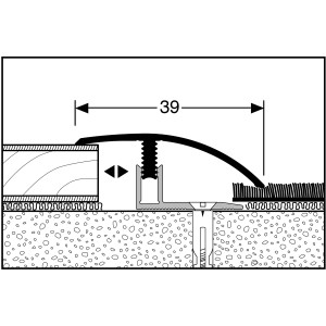 Parkettfreund Ausgleichsprofil PF 556, silber, 7-12 mm, 100 cm Länge, für Laminat und Parkett.