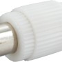 Weißer Schwaiger Koaxstecker für Antennenanschluss.