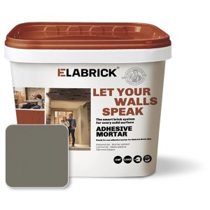 Klebemörtel, 15 kg, Zementgrau, für Elabrick Verblender. Geeignet für Innen- und Außen.