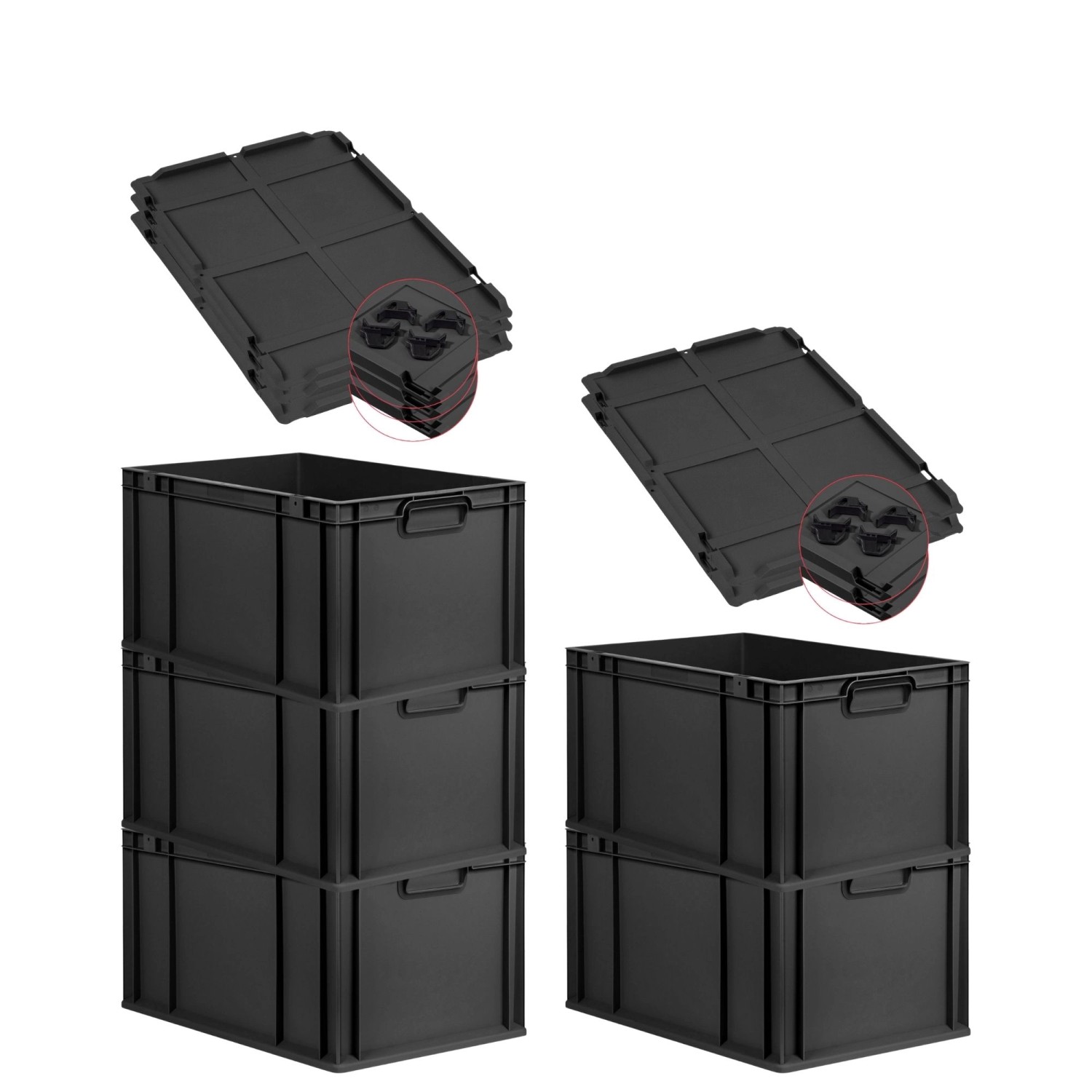 PROREGAL SparSet 5x Eurobox Nextgen Grip Mit Auflagedeckel Und Schwarzen Ve günstig online kaufen