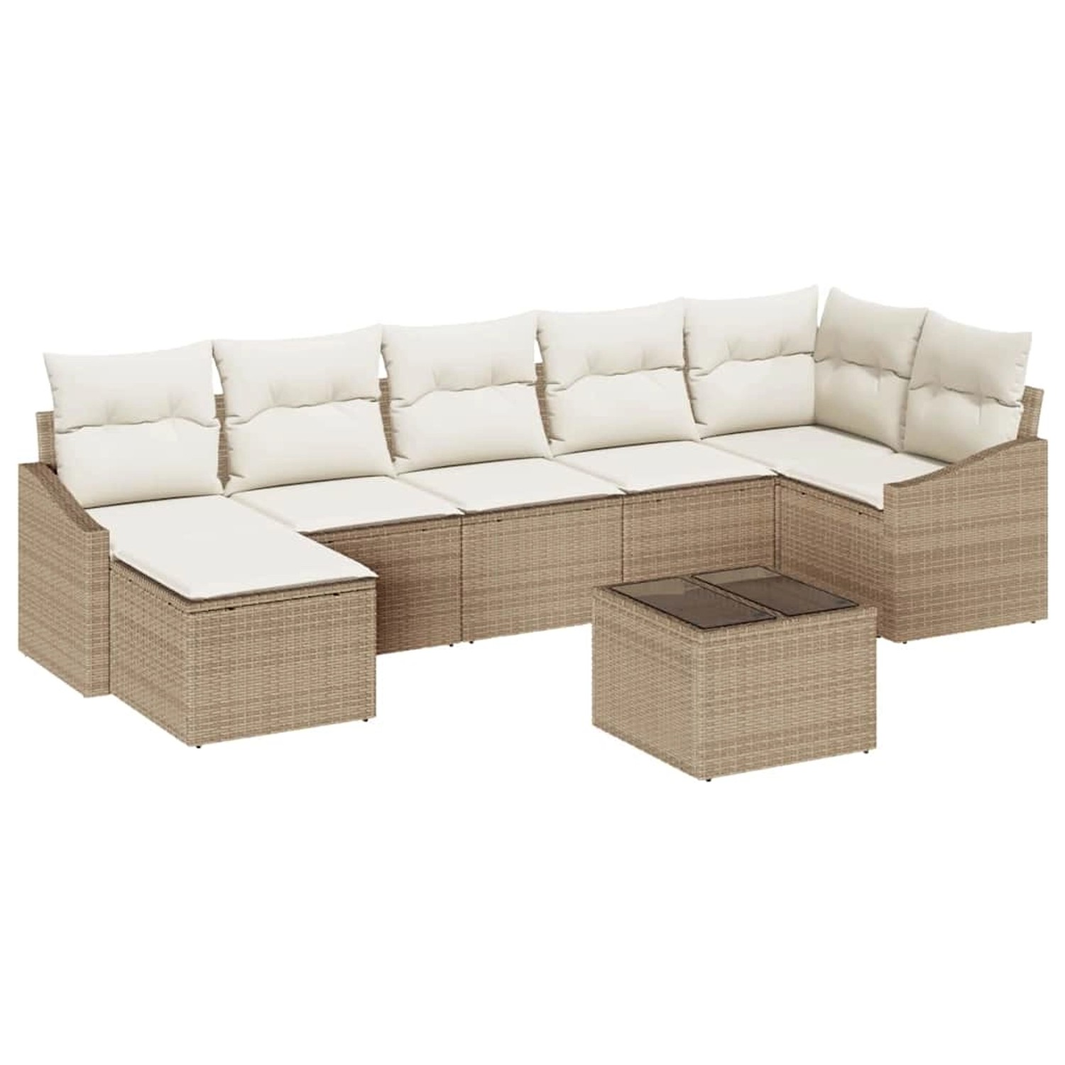 vidaXL Garten-Sofa-Set 8-Tlg Beige Poly Rattan 3346821 günstig online kaufen