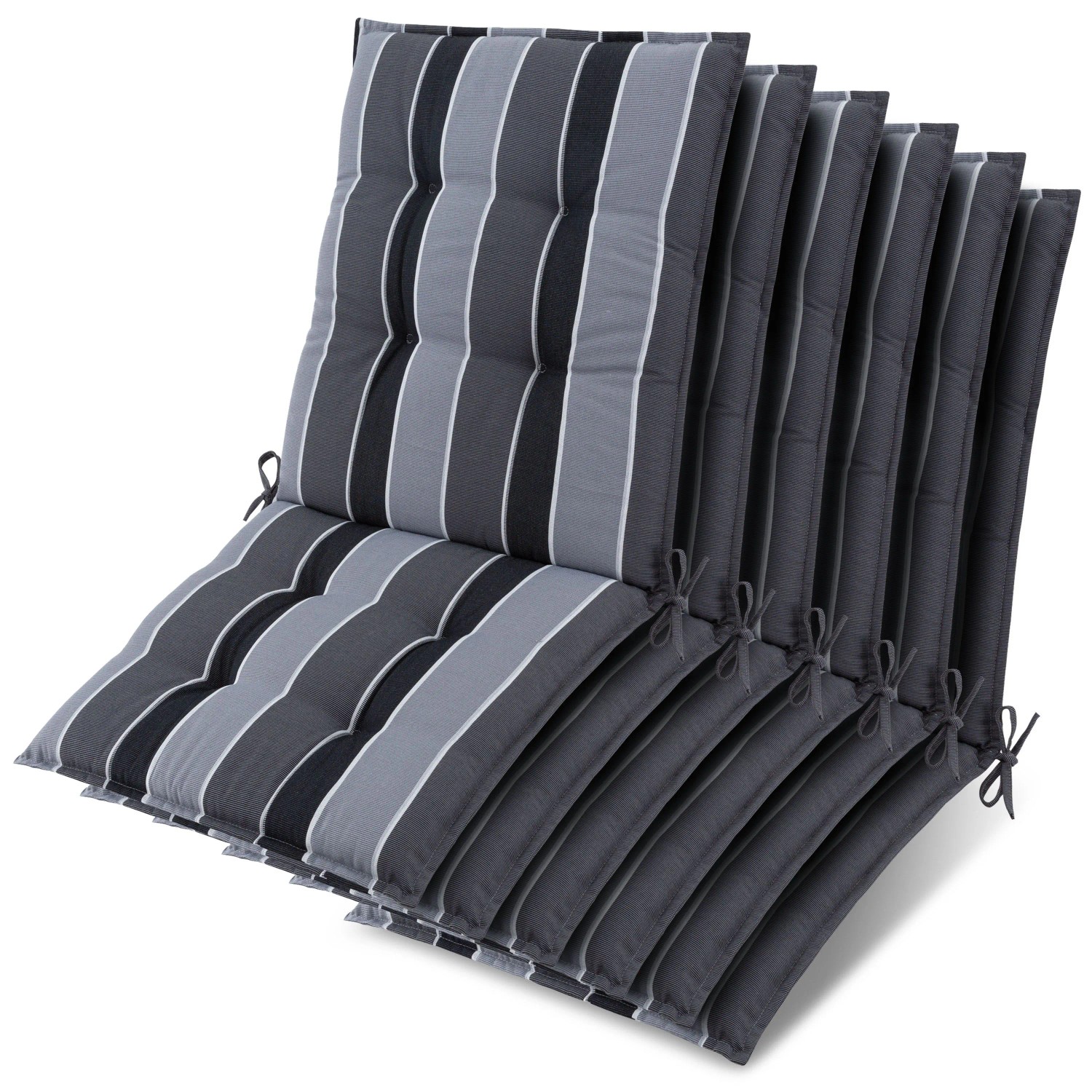 Beautissu 6x Niederlehner Sun-NL Auflage 105x50x8cm Anthrazit-Gestreift