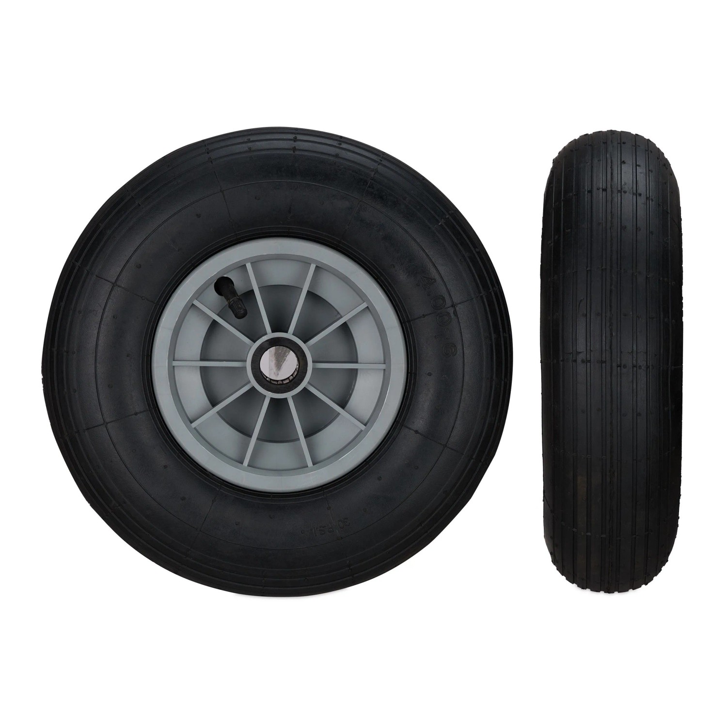 Relaxdays Schubkarrenrad Gummi Schwarz Grau Luftbereift 32,5 cm x 9,5 cm 1,6 kg