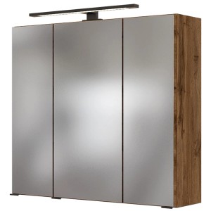 Held Möbel 3D-Spiegelschrank Rom, 70 cm, Wotaneiche mit LED-Leuchte für Badezimmer.
