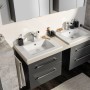 Fackelmann Handwaschbecken B.Perfect, 62 cm, weiß, eckig, mit Armatur und Unterschrank im Badezimmer.