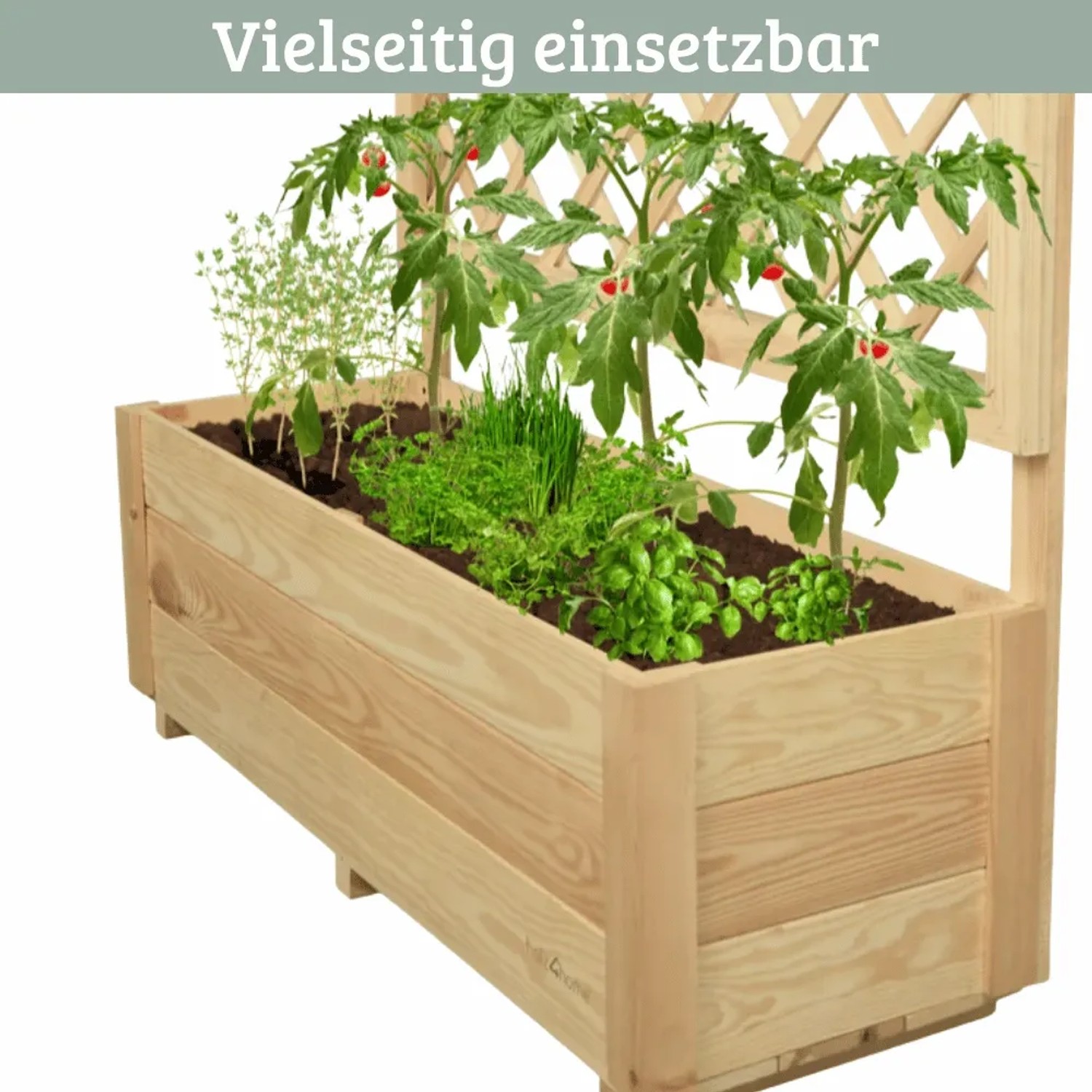 DELUKE Pflanzkasten mit Rankgitter THIO mit Vlies Handschuhe Hochbeet mit Rankhilfe Blumenkasten für Kletterpflanzen 98cm Breit_6