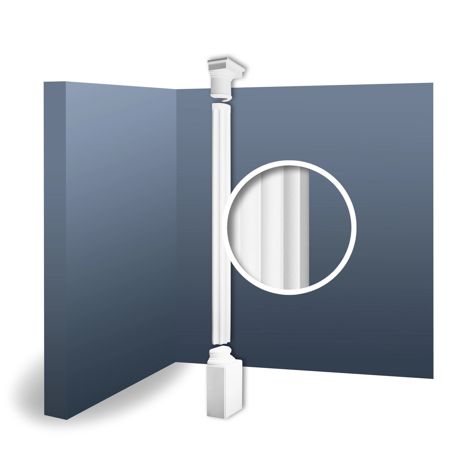 ORAC DECOR KD6H LUXXUS Halbsäulen Set Wand-Stuck-Säule Relief-Form Antik 2,87 m max. Höhe 287 cm Weiß
