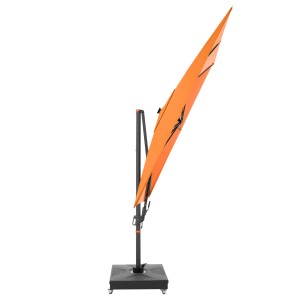 Orangefarbener Doppler Ampelschirm MyZone 300x220 cm mit Kurbel und Neigungsfunktion.