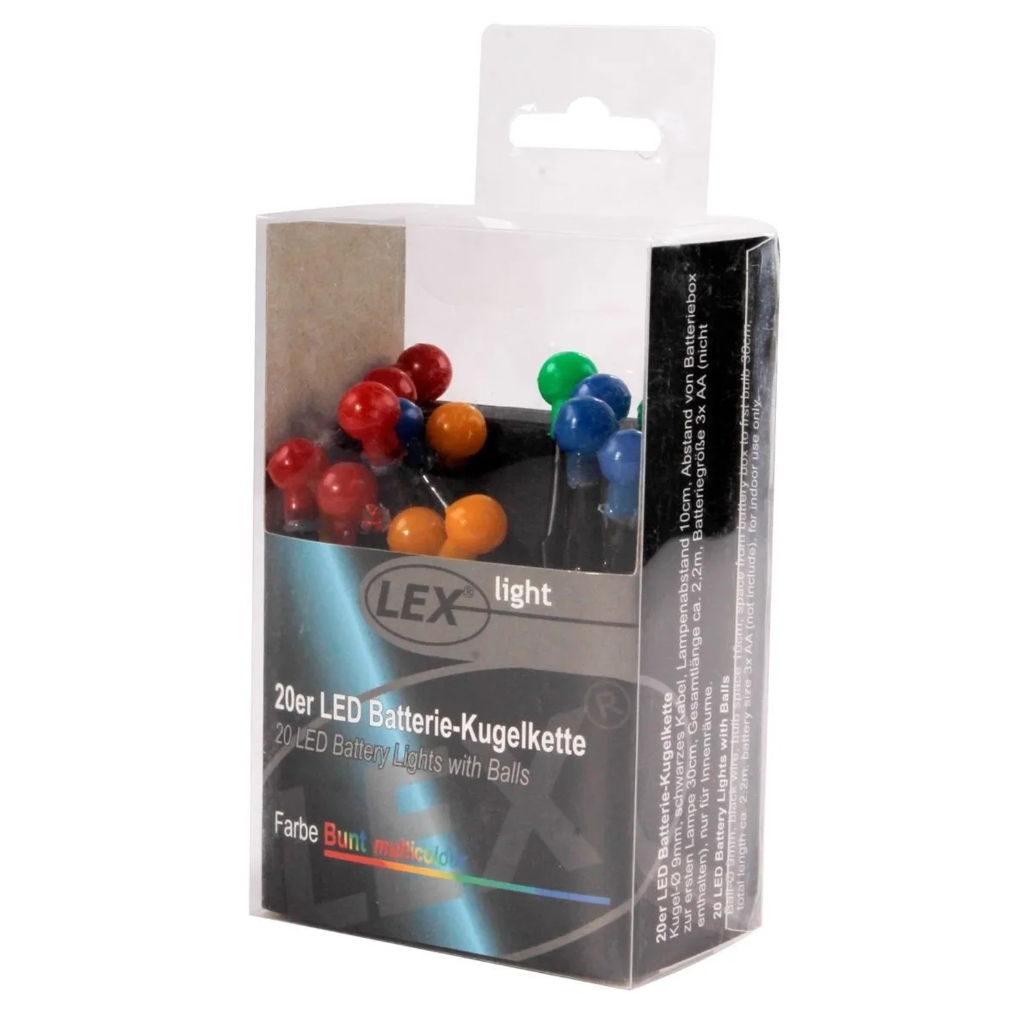 Lex 20er LED Batterie Kugelkette Lichterkette Bunt Kugeln Batterie Beleucht günstig online kaufen