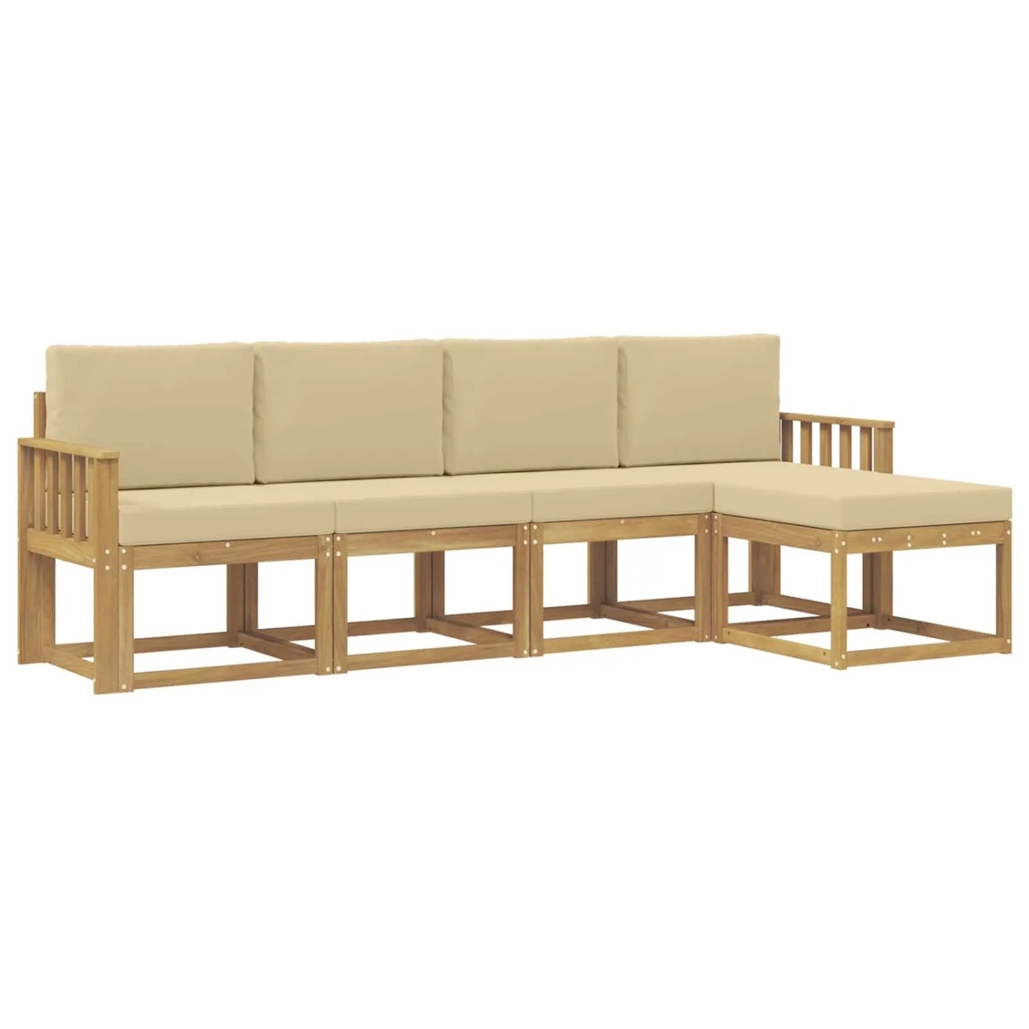 vidaXL Outdoor-Sofagarnitur mit Kissen 5-Tlg Weiß und Beige 3387487