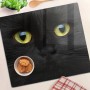Herdabdeckplatte mit Katzenaugen-Motiv, 60x52 cm, aus Glas. Schneidebrett und Spritzschutz.