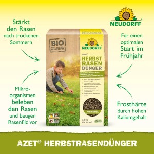 Neudorff Herbstrasendünger Azet 2,5kg: Für einen widerstandsfähigen Rasen im Herbst und einen optimalen Start im Frühjahr.