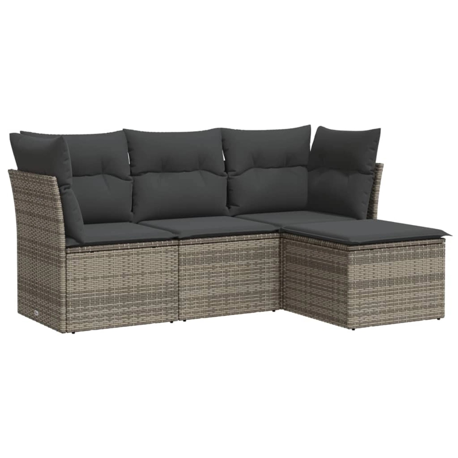 vidaXL 4-tlg Garten-Sofagarnitur mit Kissen Grau Poly Rattan Modell 11