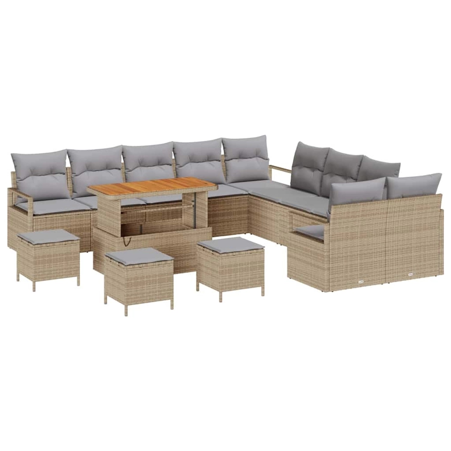 vidaXL Garten-Sofa-Set mit Kissen 14-Tlg Beige Poly Rattan 3362592 günstig online kaufen