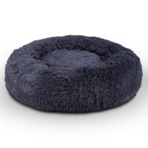 Anthrazitfarbenes, rundes Bestlivings Haustierbett Fluffy (Ø70cm) für Hunde und Katzen.