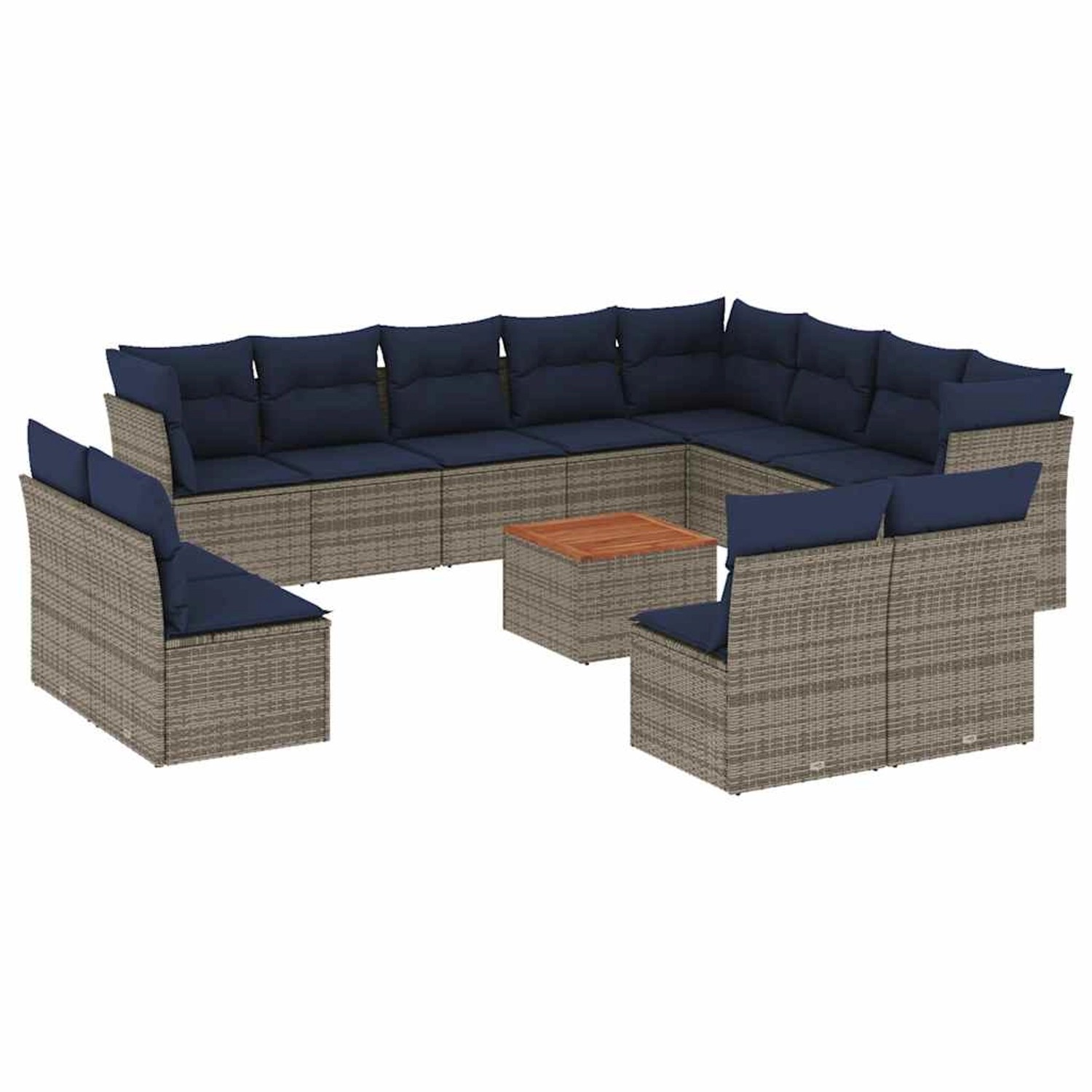 vidaXL 13-Tlg Garten-Sofagarnitur mit Kissen Grau Poly Rattan 3256264 günstig online kaufen