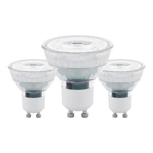 3er Set Eglo GU10 LED Leuchtmittel, Reflektorform, 4,5W, warmweißes Licht.
