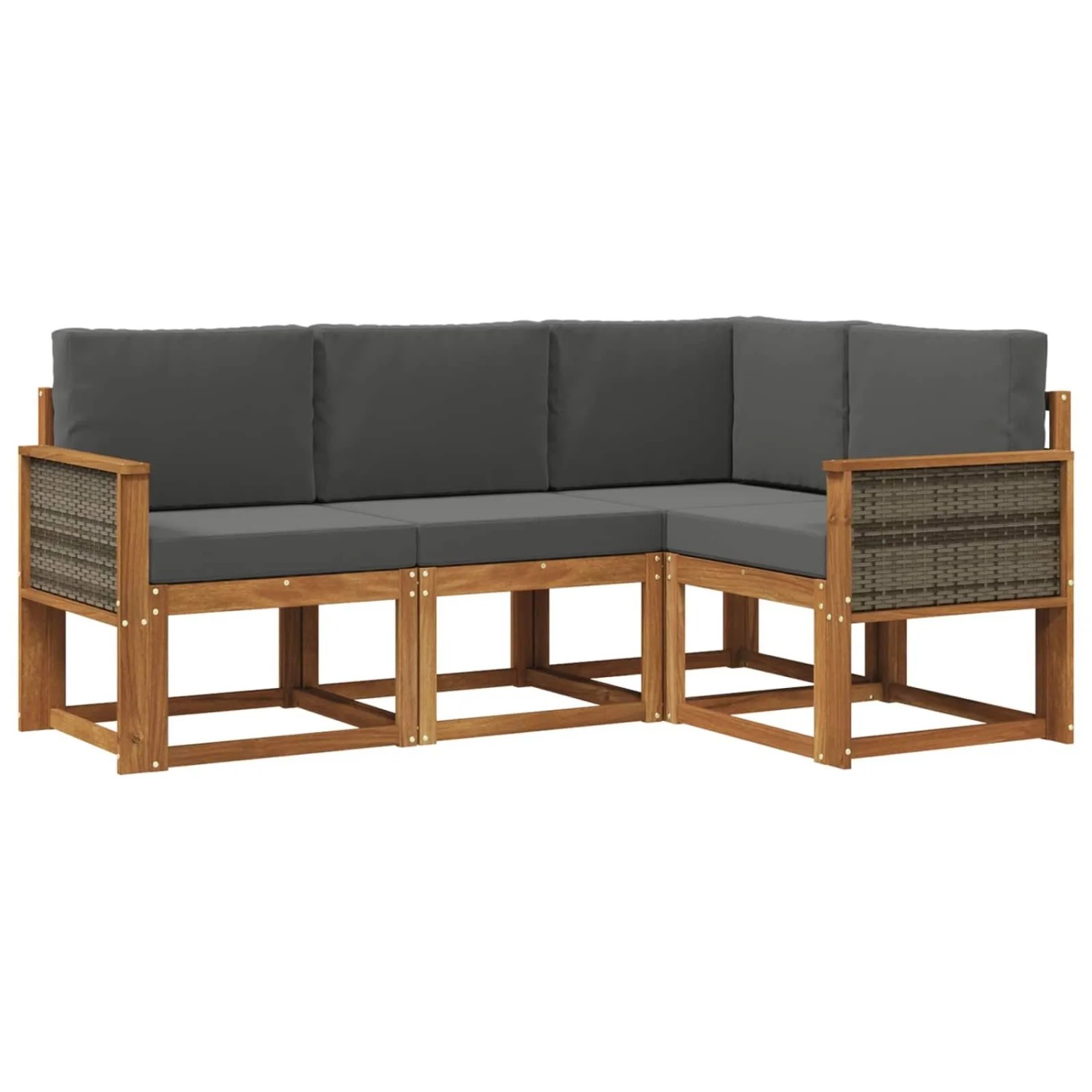 vidaXL Outdoor-Sofagarnitur 4 Stk Natur und Anthrazit Polyester 3385168
