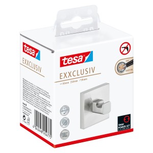 Tesa Exxclusiv Handtuchhaken in Edelstahloptik, zur Wandmontage ohne Bohren.