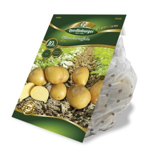 Quedlinburger Pflanzkartoffeln 'Penni' im Kleinpack: Gelbschalige, festkochende Frühkartoffeln.