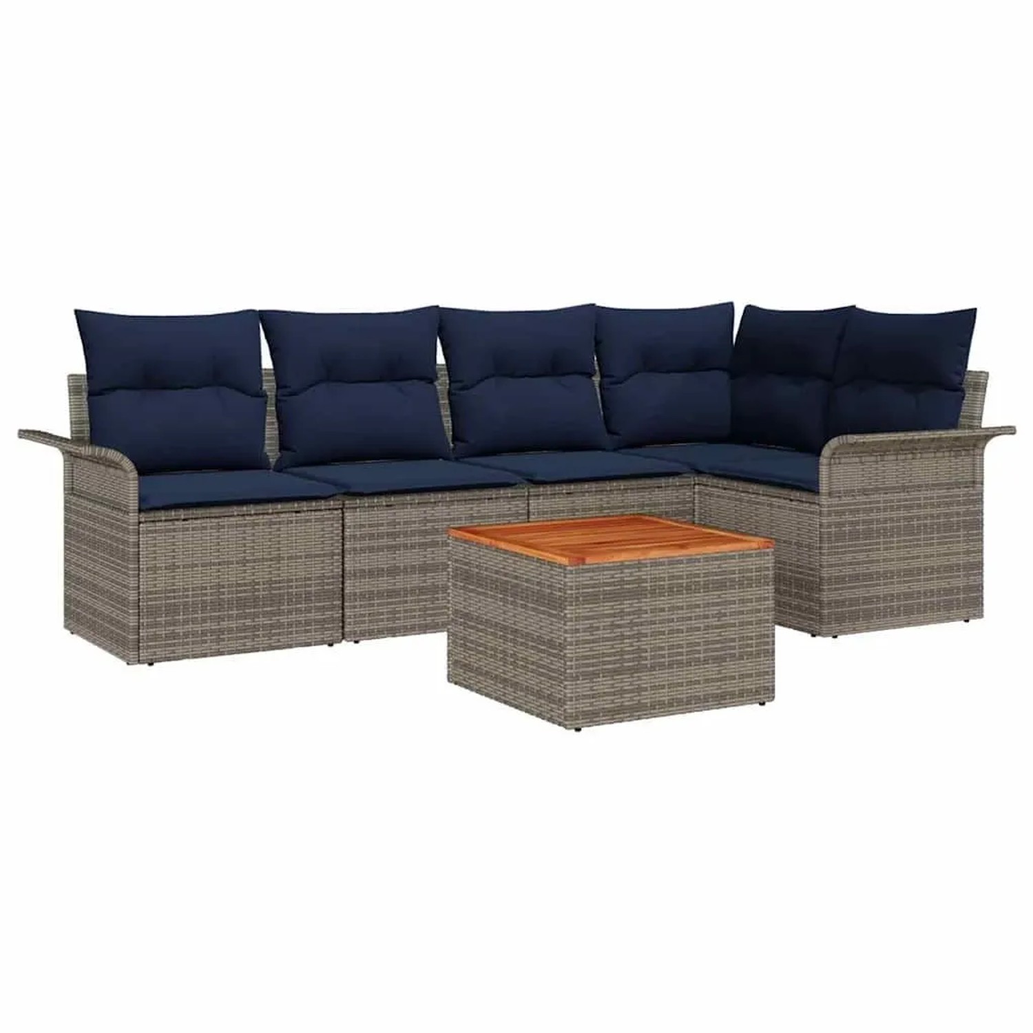 vidaXL Gartensofa-set mit Kissen 6 Stk Grau Poly-Rattan 3347332