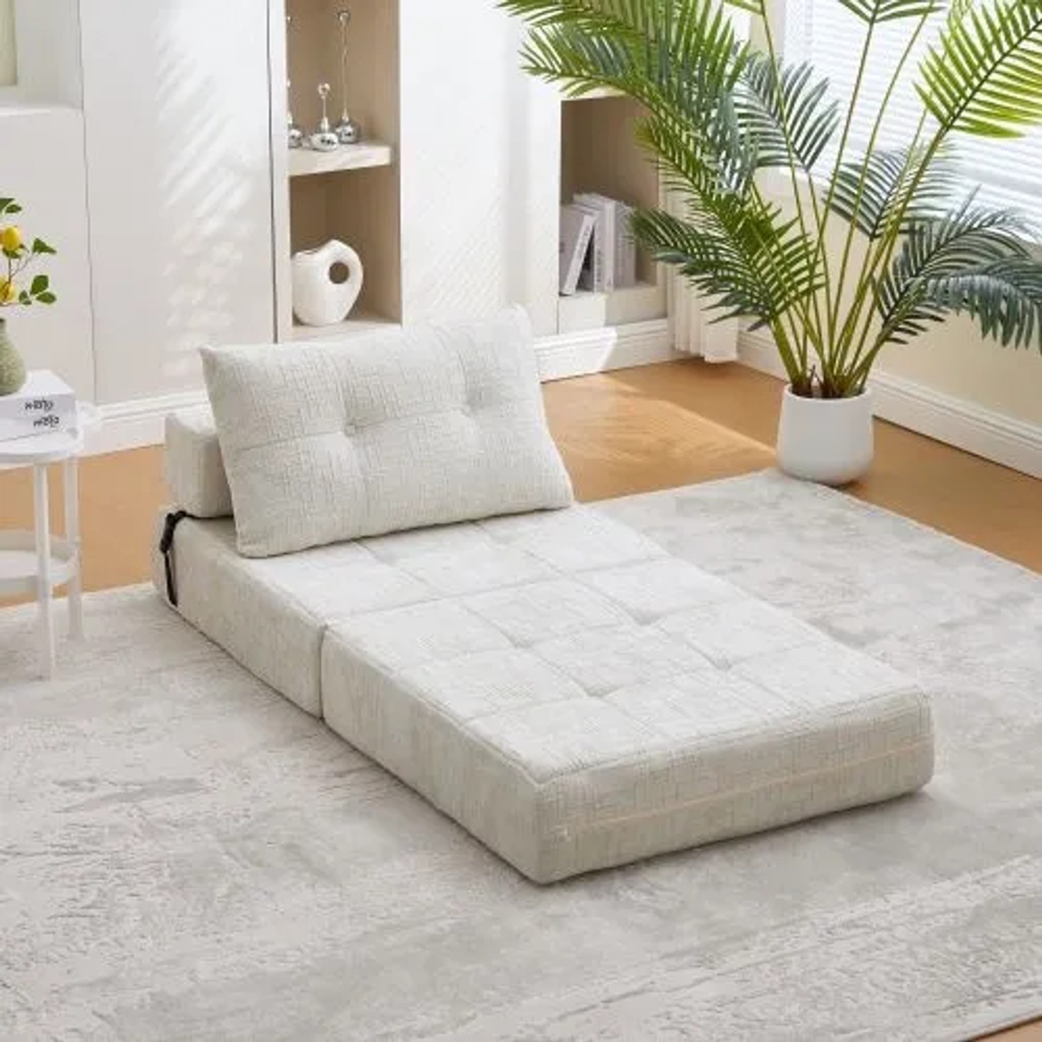 PXloue Klappbares Schlafsofa 79x79 cm mit Kissen für Schlafzimmerg Beige