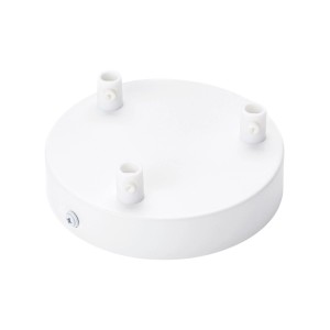 Weißer Orion Lightstyle Deckenbaldachin mit 3 Auslässen (Ø 120 mm) für Lampen und Leuchten.