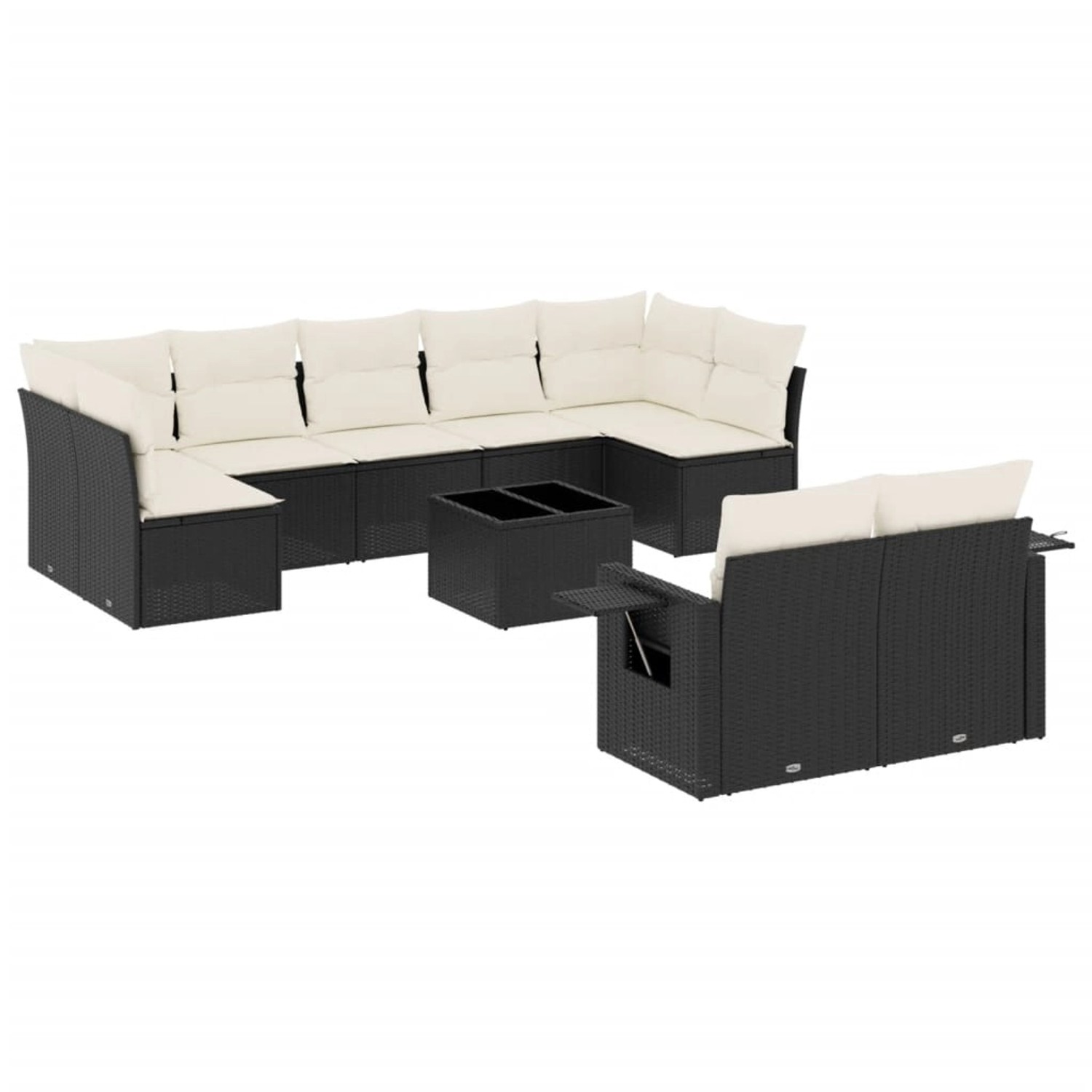 vidaXL 10-Tlg Garten-Sofagarnitur mit Kissen Schwarz Poly Rattan 3220625 günstig online kaufen