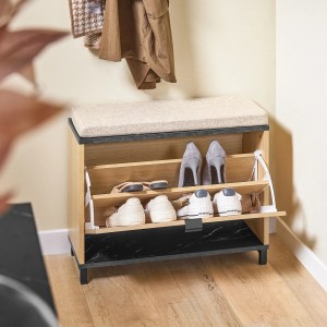 SoBuy Schuhbank mit Sitzfläche Schuhregal Sitzbank für Flur 60x50x24cm FSR201-N