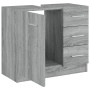 vidaXL Waschbeckenschrank, Grau Sonoma, 63x30x54 cm, mit Tür und 3 Schubladen.