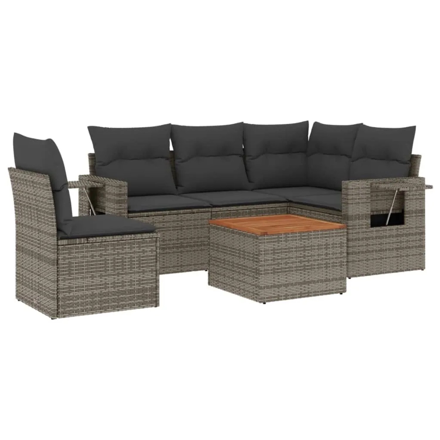 vidaXL 6-Tlg Garten-Sofagarnitur mit Kissen Grau Poly Rattan 3224569 günstig online kaufen