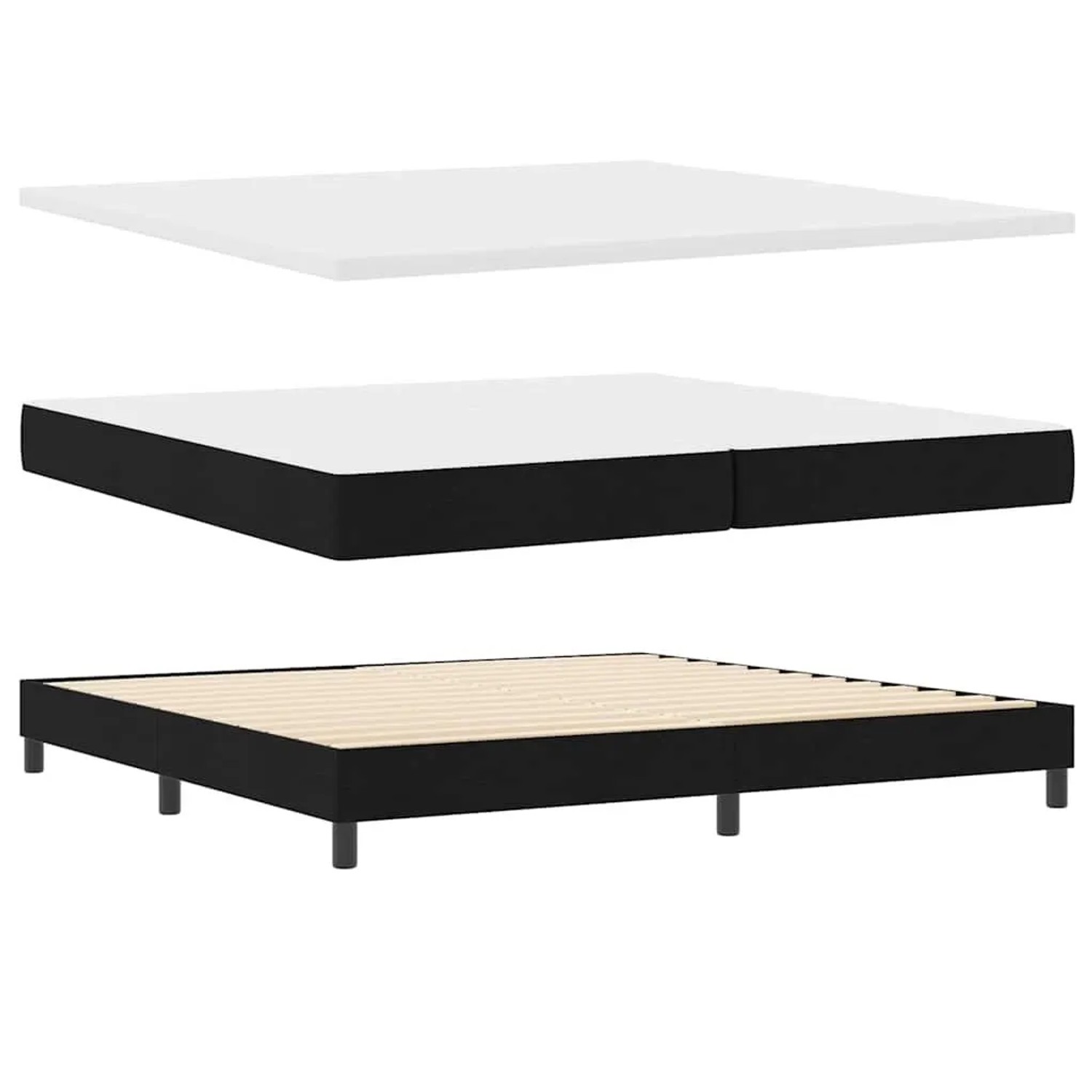 vidaXL Boxspringbett mit Matratze Schwarz 200 x 200 cm Stoff 3340047