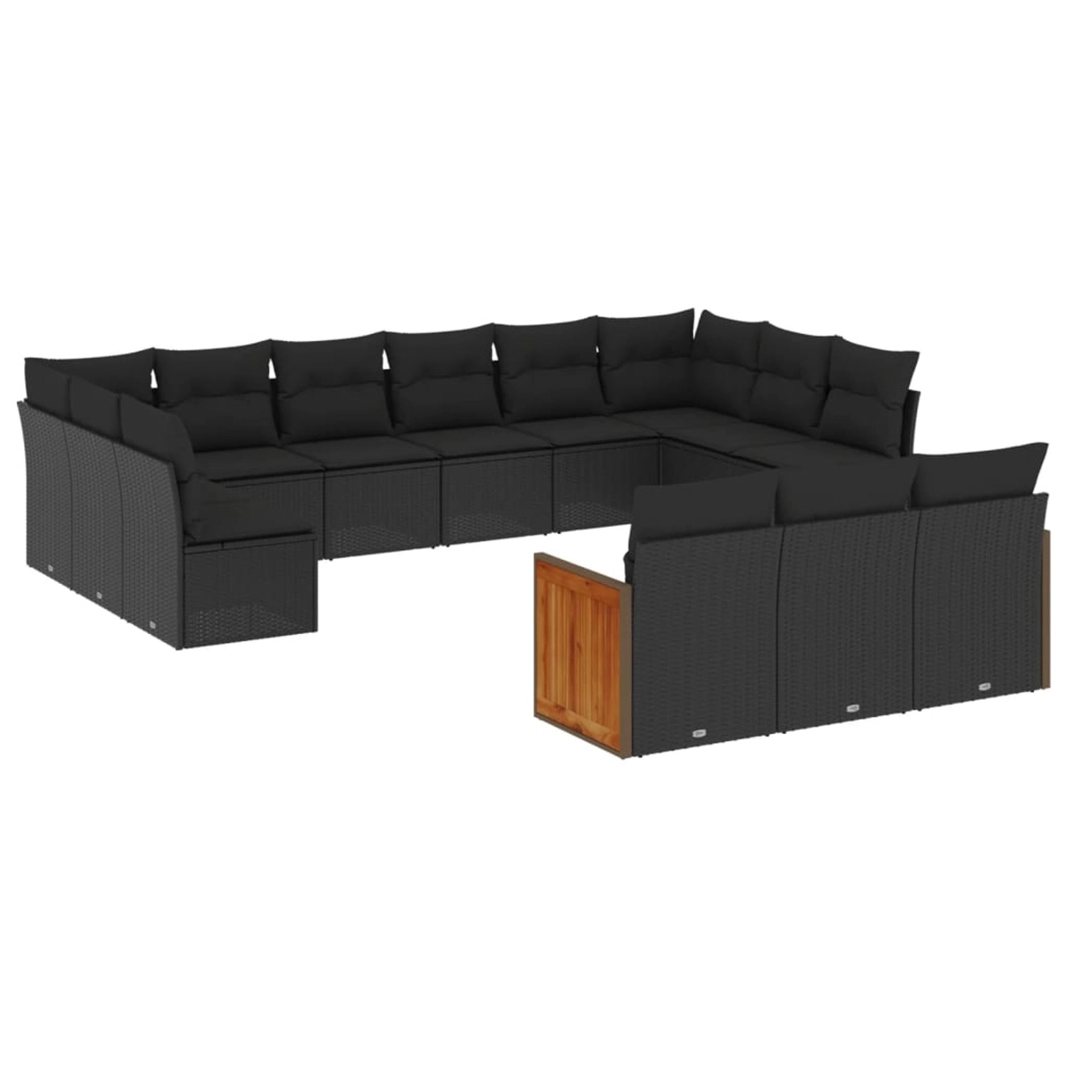 vidaXL 13-tlg Garten-Sofagarnitur mit Kissen Schwarz Poly Rattan Modell 55 günstig online kaufen