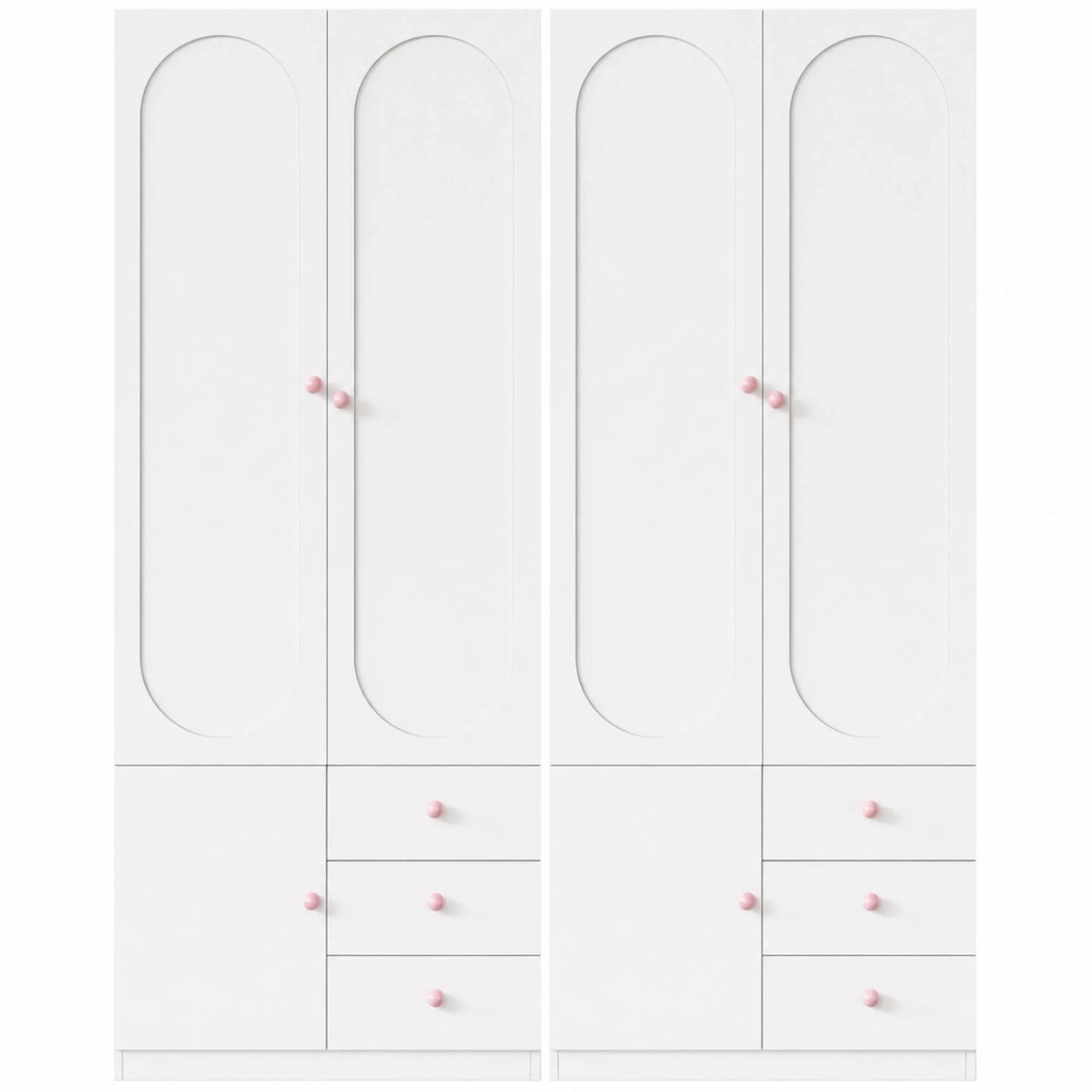 Merax Kleiderschrank 50x80x200 cm Weiß 2 Türen Schubladen Kleiderstange 2er Set