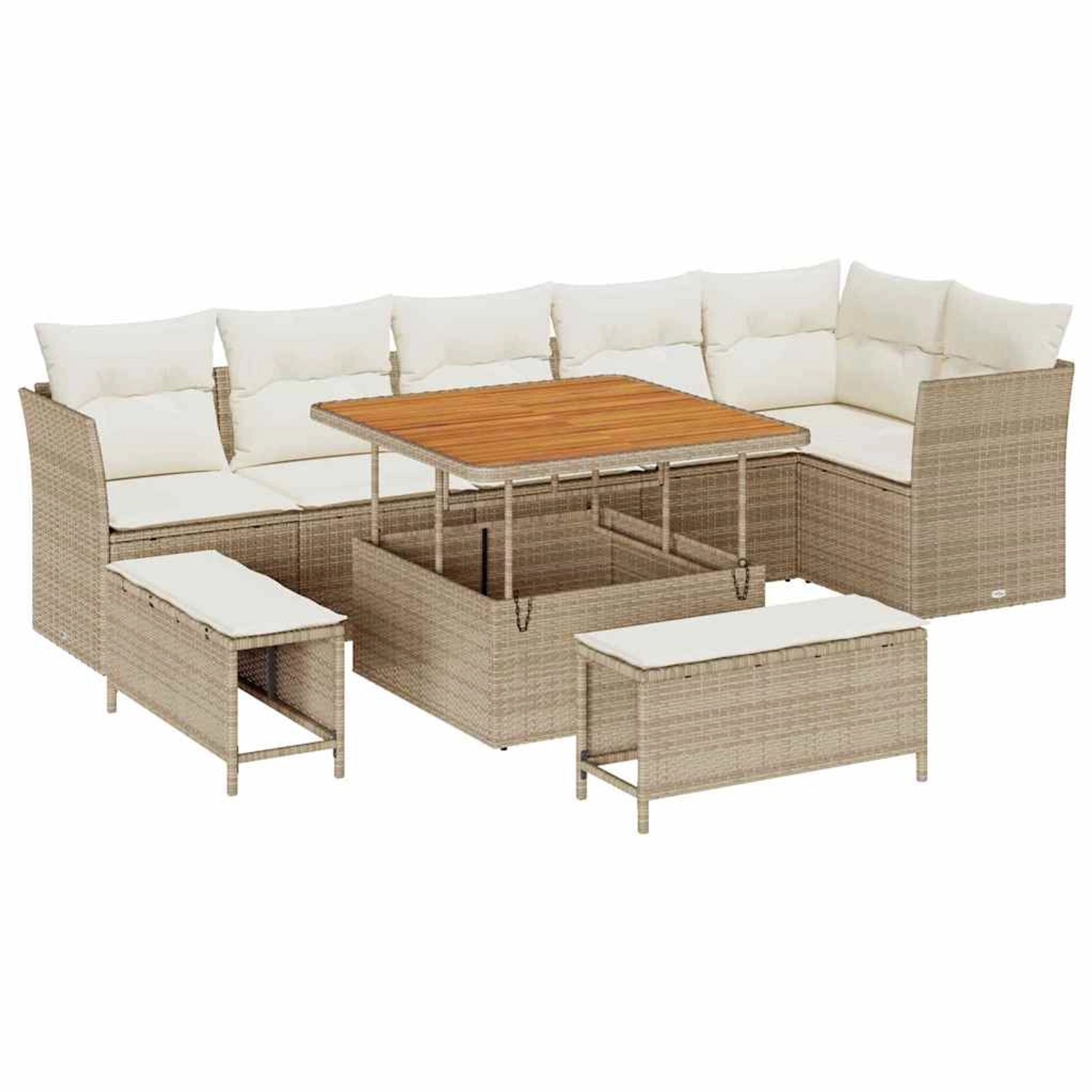 vidaXL Garten-Sofa-Set 9-Tlg Beige Poly Rattan 3361496 günstig online kaufen