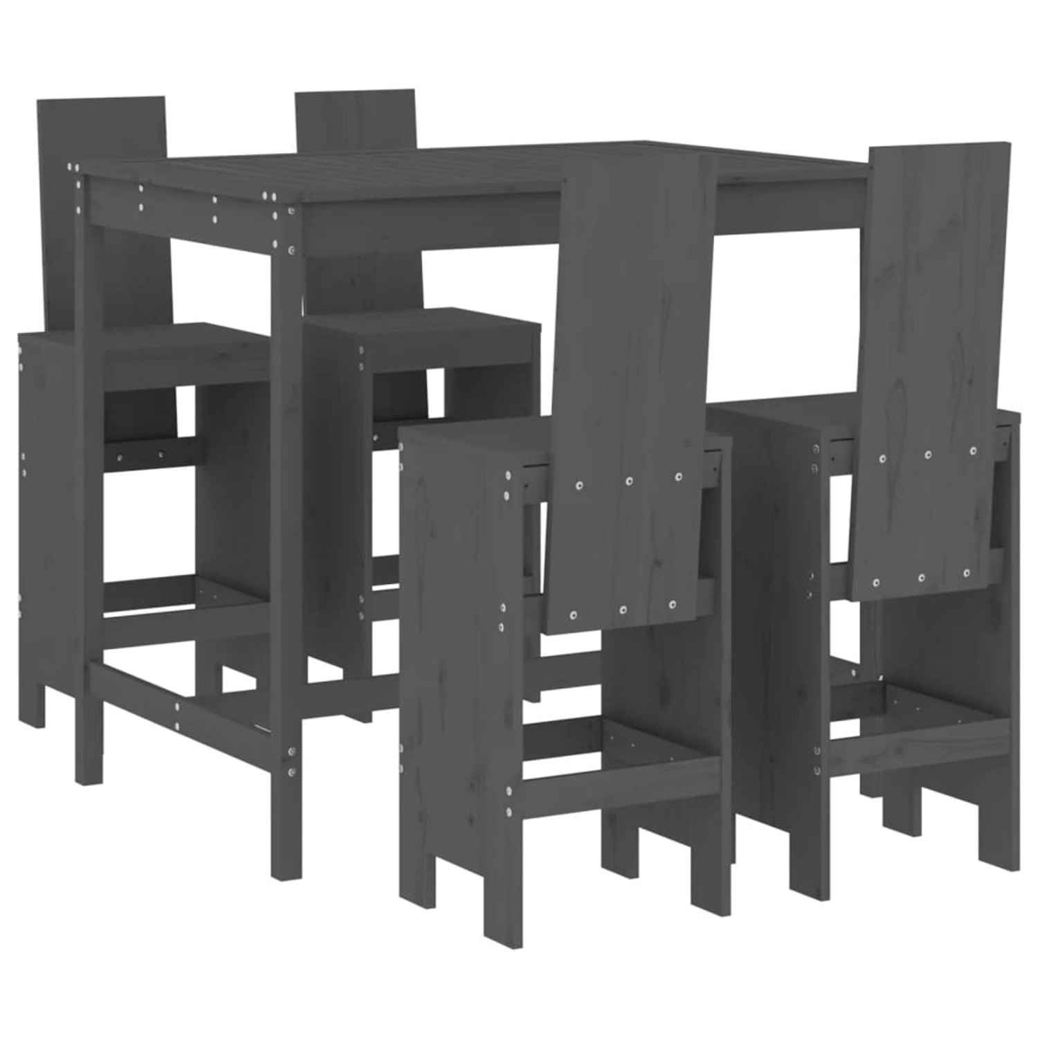 Thumbnail - vidaXL 5-tlg Gartenbar-Set Grau Massivholz Kiefer Modell 2