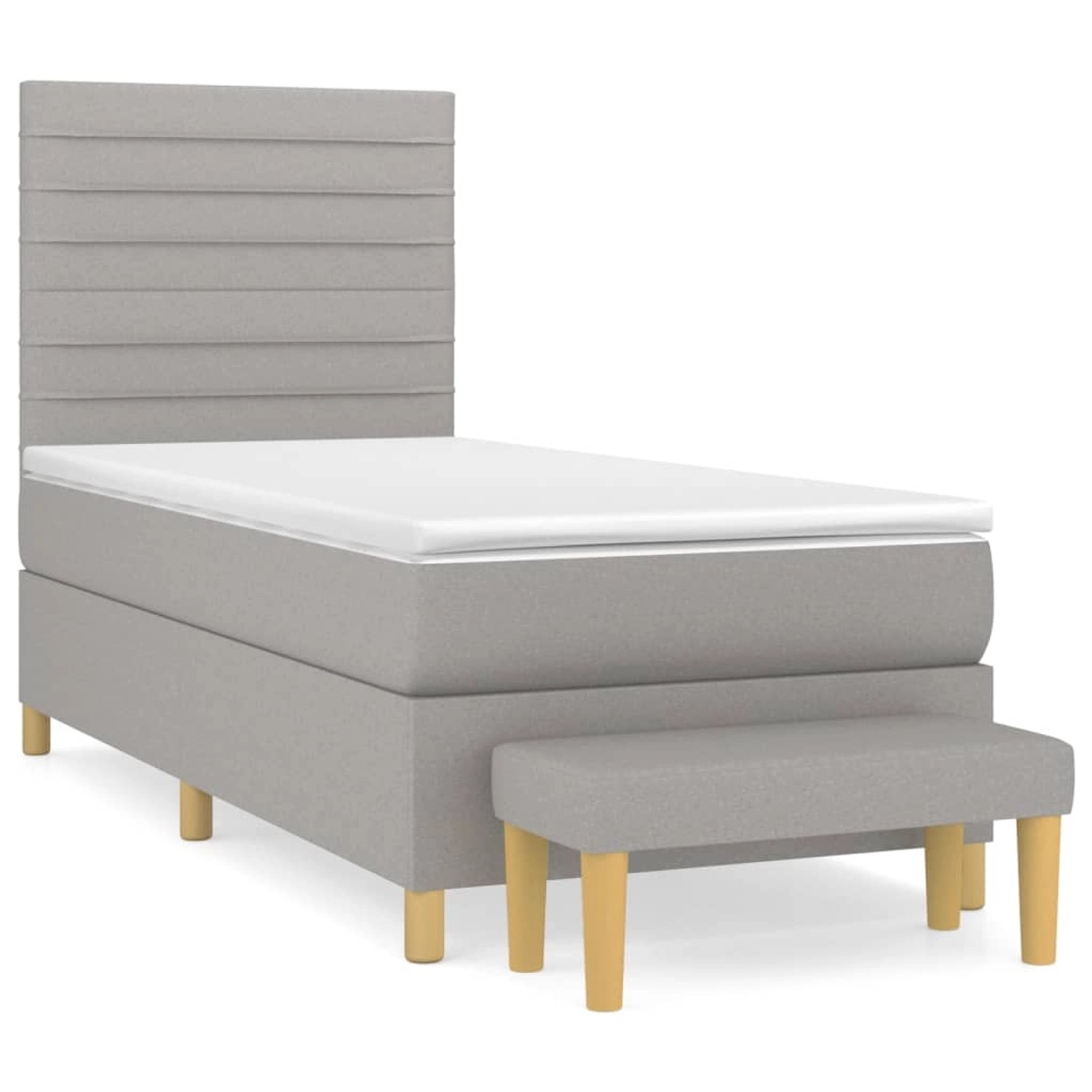 Vidaxl Boxspringbett Mit Matratze Hellgrau 100x200 Cm Stoff günstig online kaufen
