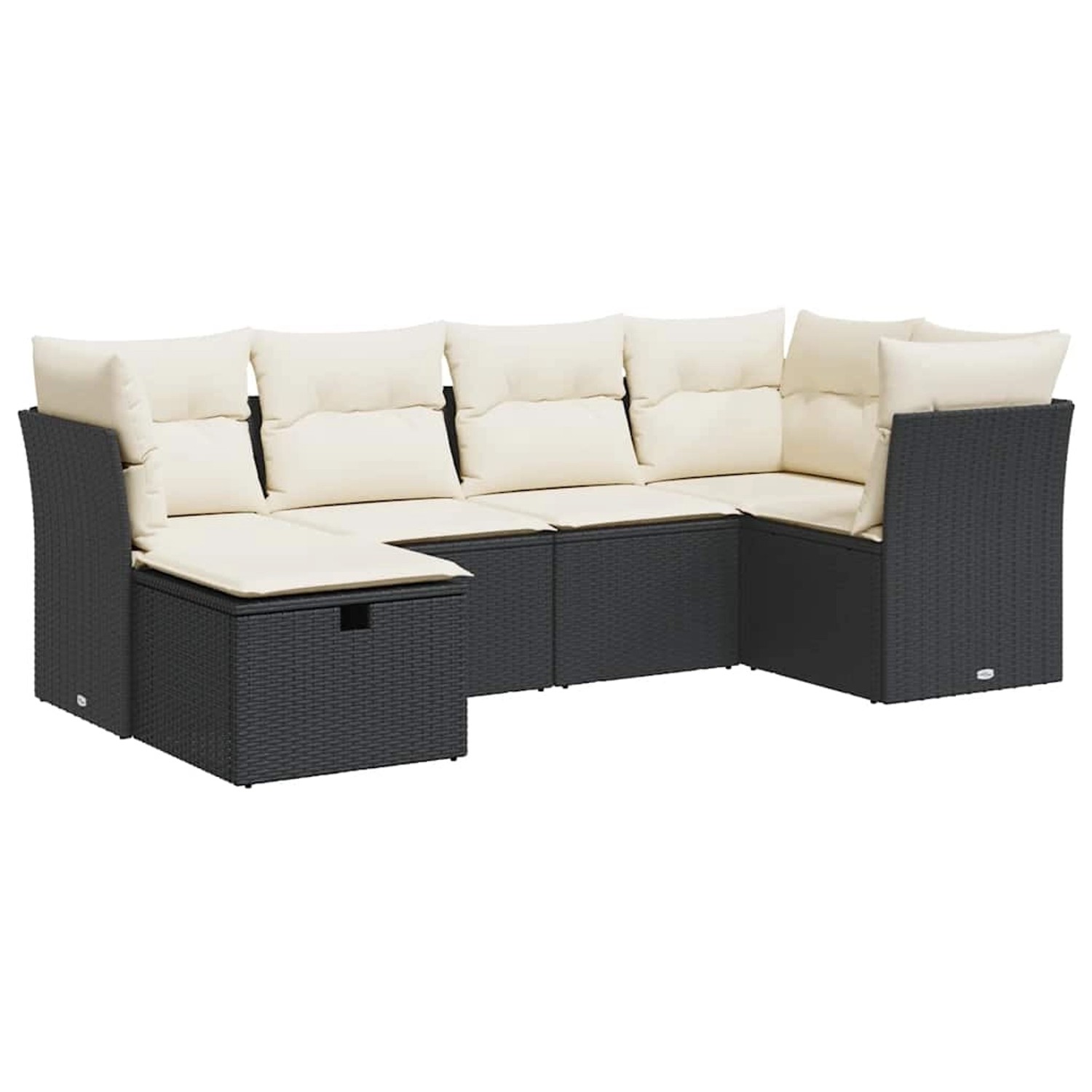 vidaXL 6-Tlg Garten-Sofagarnitur mit Kissen Schwarz Poly Rattan 3325282 günstig online kaufen