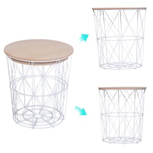 HOMCOM 2er-Set Couchtische mit abnehmbaren Deckeln, MDF/Metall, Natur und Weiß.