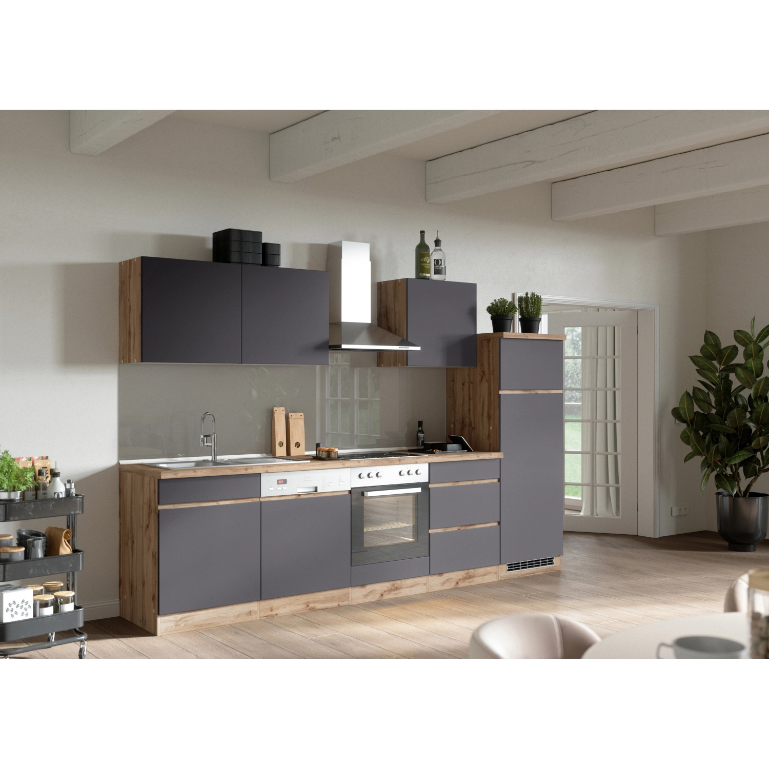 Held Möbel bei OBI Küchen-Hängeschrank Turin 60 Graphit/Wotaneiche kaufen cm