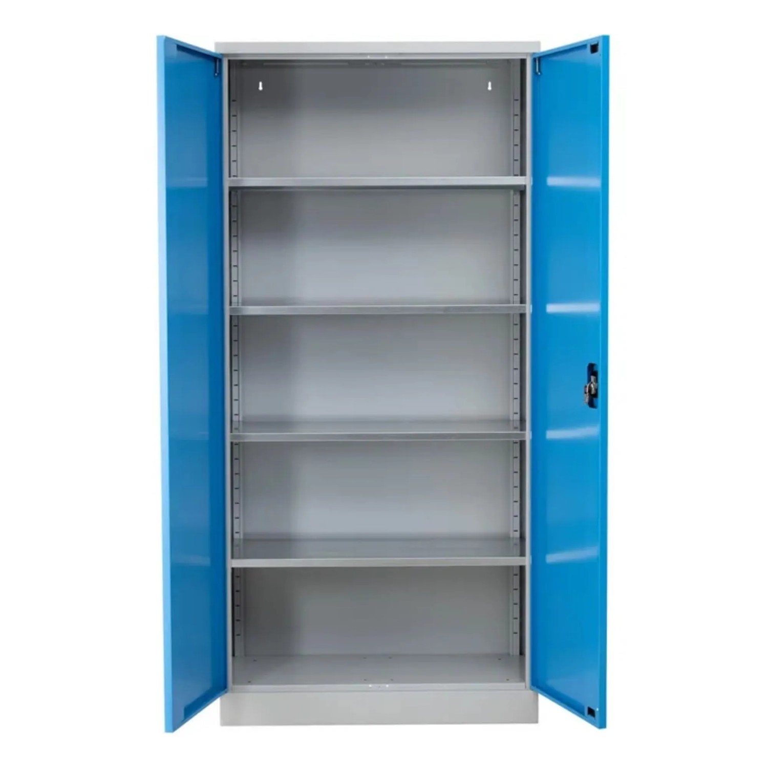PROREGAL Stahlschrank Bee 9 Fachböden HxBxT 195 x 92 x 60 cm Pulverbeschichtetes & Verstärktes Fachbodenmaterial Grau & Hellblau