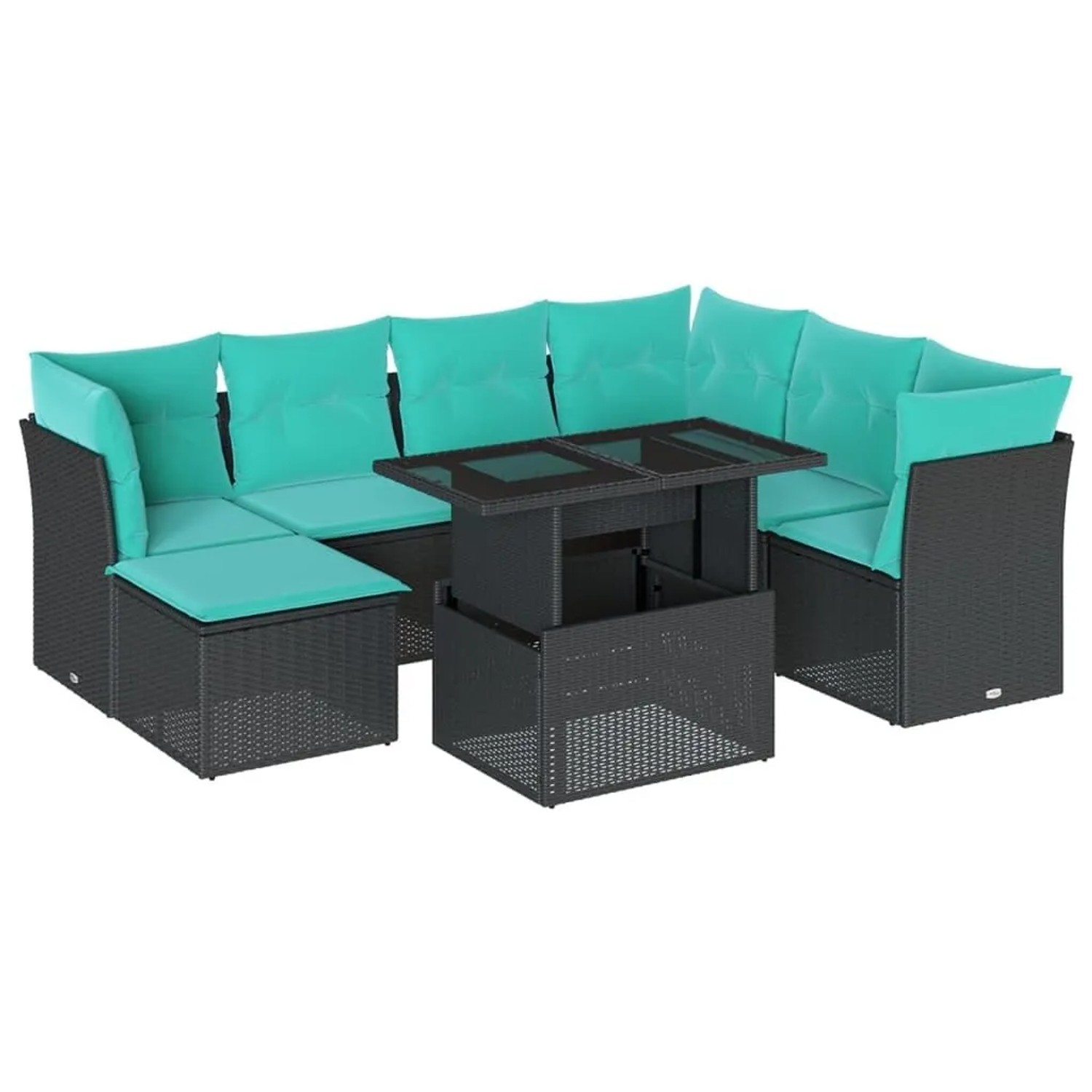 vidaXL 8-Tlg Gartensofa-Set mit Kissen Schwarz Polyrattan 3266757 günstig online kaufen