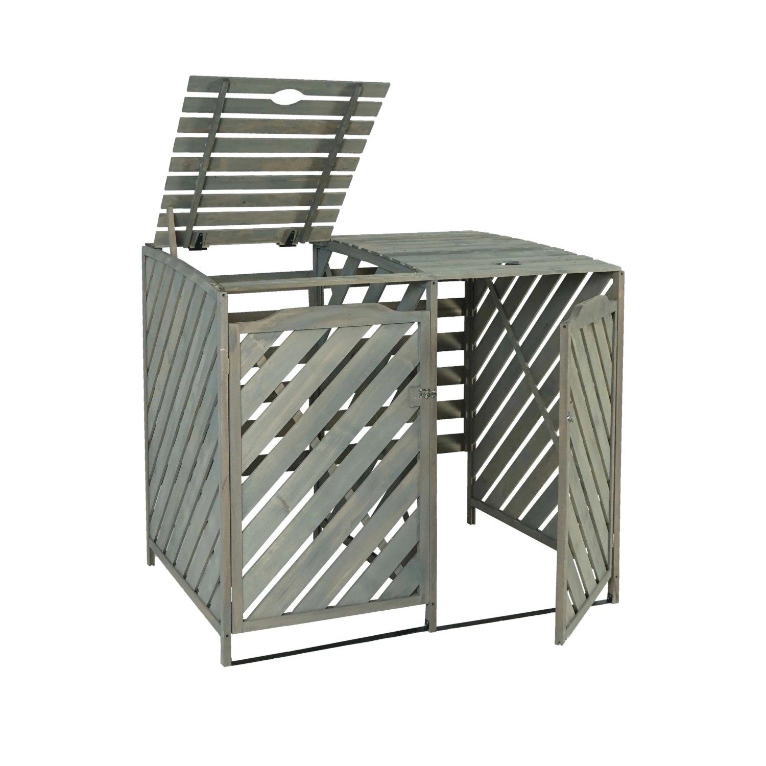 MCW 2er/4er Mülltonnenverkleidung J44 Grau 121x133x98cm