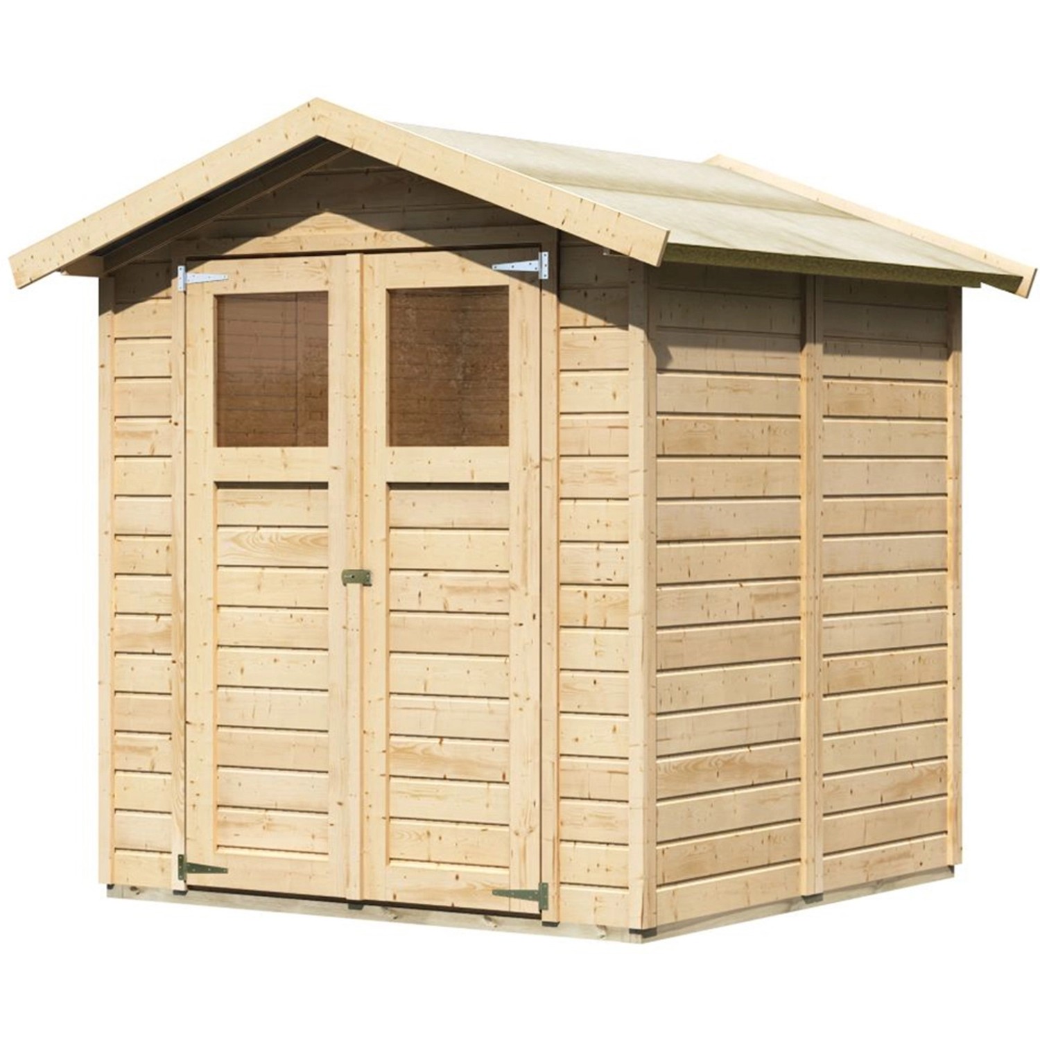 Karibu Holz-Gartenhaus, unbehandelt, 177x181cm. Naturholz Gartenlaube mit Doppeltür und Fenster.