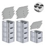 PROREGAL Spar Set: 10 graue Euroboxen mit Deckel und Schnappverschlüssen, 20 Liter, 22x30x40 cm.